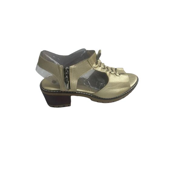 Chic Sandals Gold Chucky Sole Heels Zip Comfy Shoes Sling Back Woman's Sz 8.5 - Picture 4 of 12